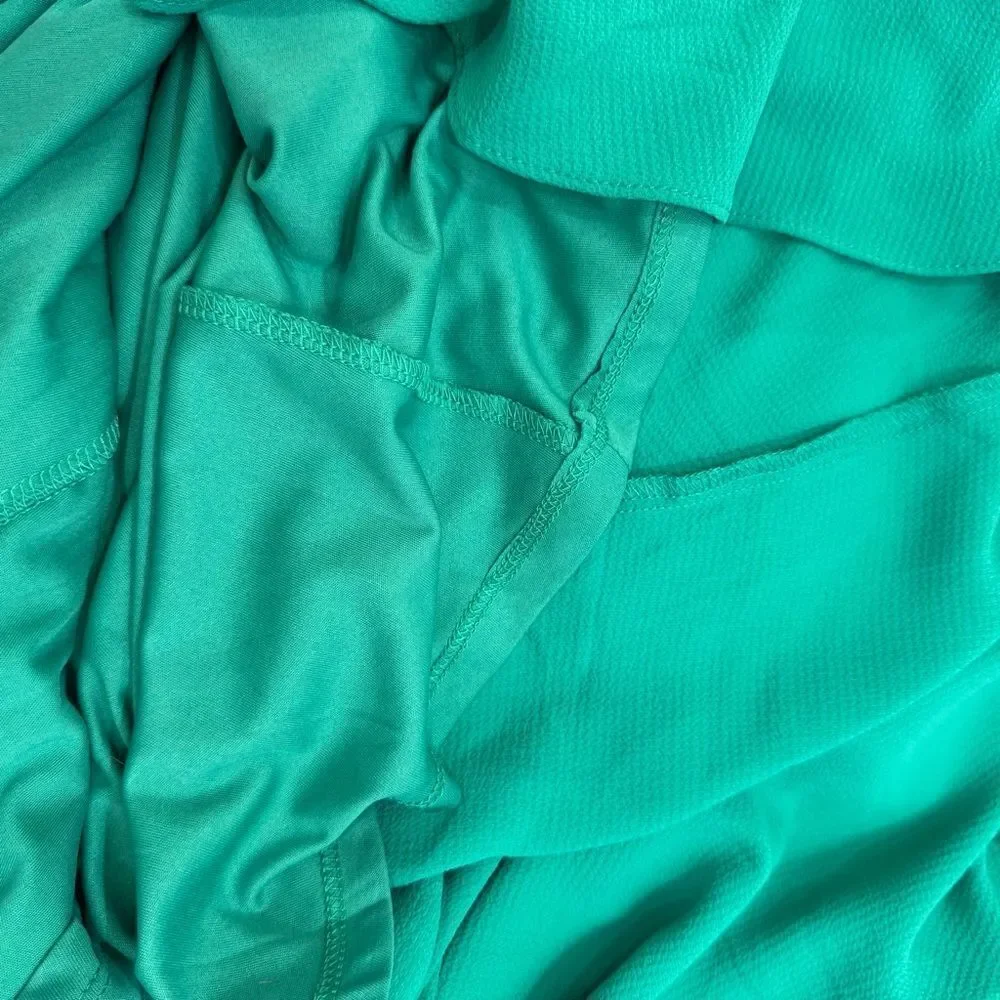 London Times dress green maxi off shoulder ruffle high low holiday party 4
